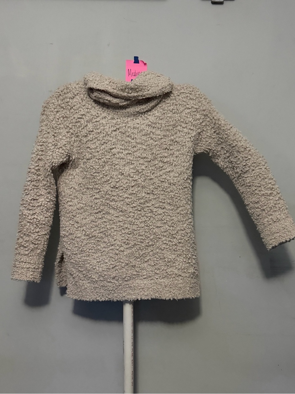 Pink Rose Cream Bouclé Cowl Neck Sweater